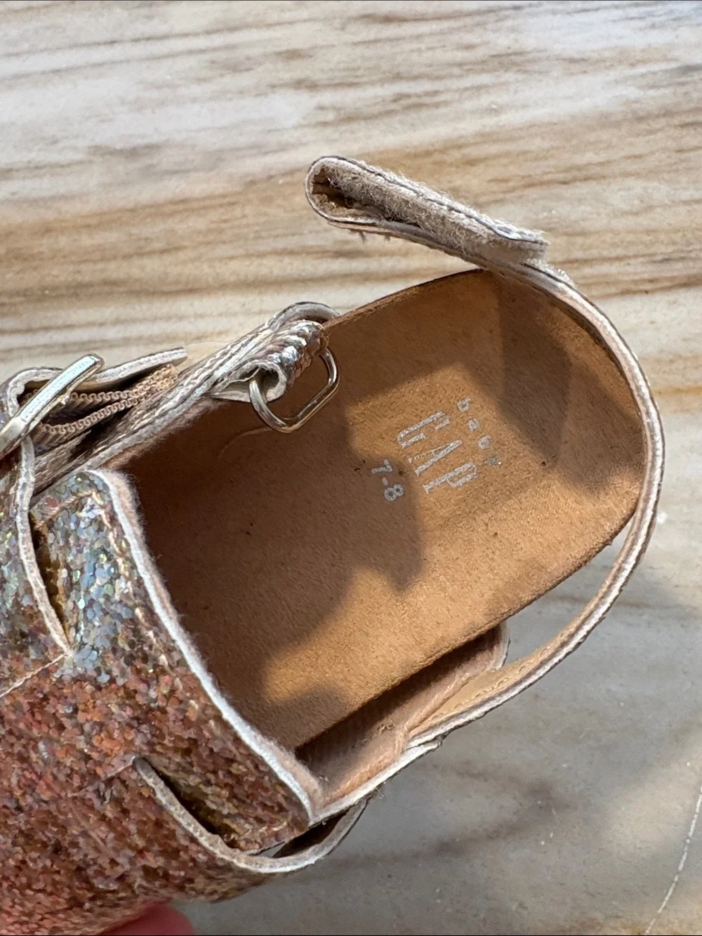 GAP Kids Glitter Pink Gold Mary Jane Moccasins